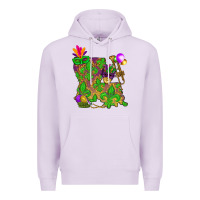 Lilac Louisiana Map Mardi Gras Premium Hoodie - HowdyJamesFarm