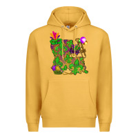 Mustard Louisiana Map Mardi Gras Premium Hoodie - HowdyJamesFarm