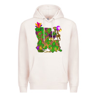 Pale Pink Louisiana Map Mardi Gras Premium Hoodie - HowdyJamesFarm