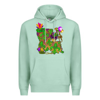 Seafoam Louisiana Map Mardi Gras Premium Hoodie - HowdyJamesFarm