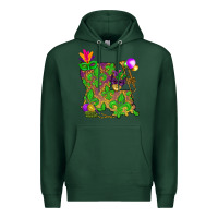 Sports Green Louisiana Map Mardi Gras Premium Hoodie - HowdyJamesFarm