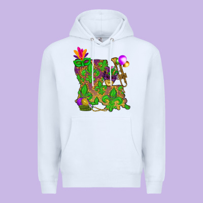 Louisiana Map Mardi Gras Premium Hoodie Designed By Howdyjamesfarm