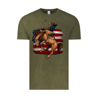 Vintage Olive Bucking Bronco Vintage Tee - Jasminsmagicworld