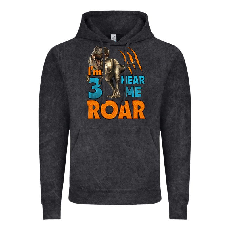 I'm Three Hear Me Roar Dinosaur Birthday Vintage Hoodie by LillyAllenDesigns | Teevron