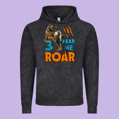 I'm Three Hear Me Roar Dinosaur Birthday Vintage Hoodie Designed By Lillyallendesigns