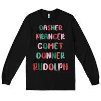 Black dasher dancer prancer vixer comet cupid donner bli Long Sleeve Tee - MaliasSmallBusiness
