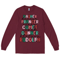 Burgundy dasher dancer prancer vixer comet cupid donner bli Long Sleeve Tee - MaliasSmallBusiness