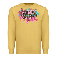 Antique Gold My god is stronger than Cancer Awareness Premium Sweatshirt - HowdyJamesFarm