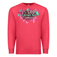 Cardinal My god is stronger than Cancer Awareness Premium Sweatshirt - HowdyJamesFarm