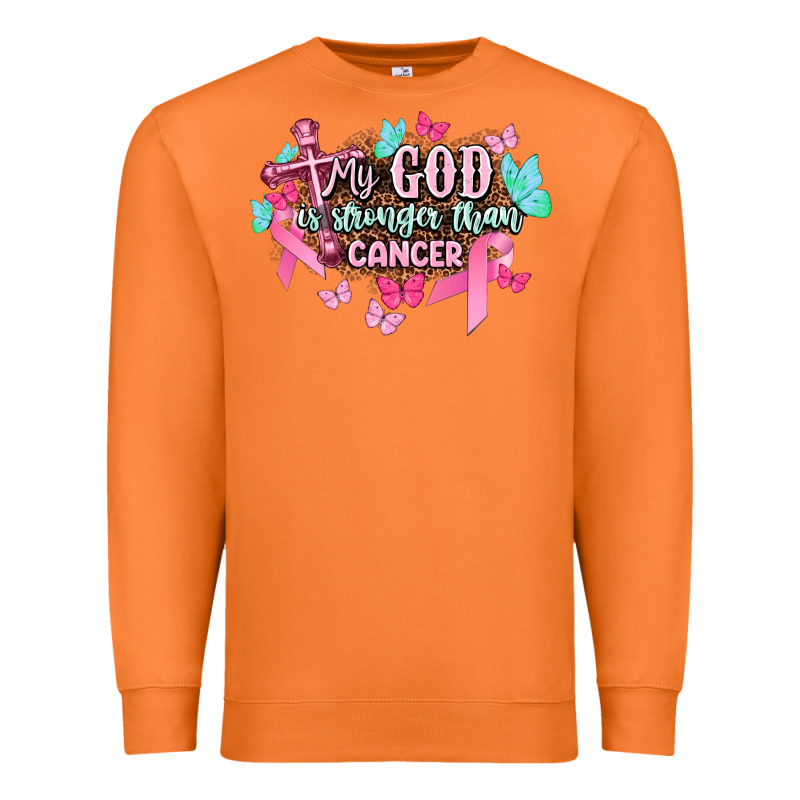 My God Is Stronger Than Cancer Awareness Premium Sweatshirt by HowdyJamesFarm | Teevron