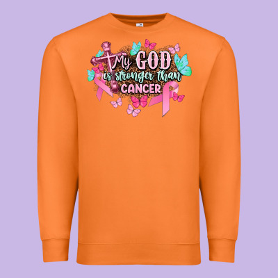 My God Is Stronger Than Cancer Awareness Premium Sweatshirt Designed By Howdyjamesfarm