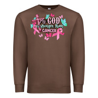 Chestnut My god is stronger than Cancer Awareness Premium Sweatshirt - HowdyJamesFarm