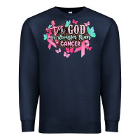 Navy My god is stronger than Cancer Awareness Premium Sweatshirt - HowdyJamesFarm