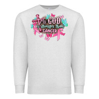 Oatmeal Heather My god is stronger than Cancer Awareness Premium Sweatshirt - HowdyJamesFarm