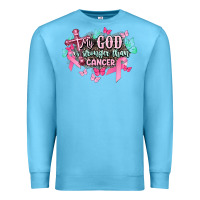 Ocean Blue My god is stronger than Cancer Awareness Premium Sweatshirt - HowdyJamesFarm