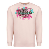 Pale Pink My god is stronger than Cancer Awareness Premium Sweatshirt - HowdyJamesFarm