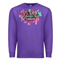 Purple My god is stronger than Cancer Awareness Premium Sweatshirt - HowdyJamesFarm