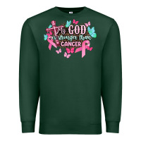 Sports Green My god is stronger than Cancer Awareness Premium Sweatshirt - HowdyJamesFarm