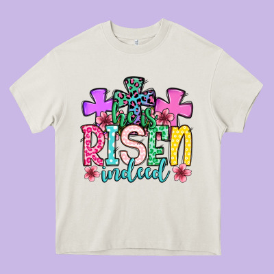 Easter Day He Is Risen Indeed Heavy Core Tee Designed By Oliviacreatesart