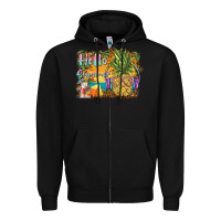 Black hello summer pineapple Zipper Hoodie - BarkalooDesign