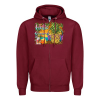 Burgundy hello summer pineapple Zipper Hoodie - BarkalooDesign