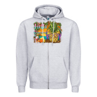 Heather Grey hello summer pineapple Zipper Hoodie - BarkalooDesign