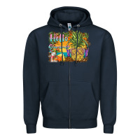 Navy hello summer pineapple Zipper Hoodie - BarkalooDesign
