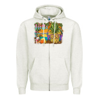 Oatmeal Heather hello summer pineapple Zipper Hoodie - BarkalooDesign