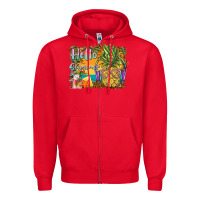 Red hello summer pineapple Zipper Hoodie - BarkalooDesign
