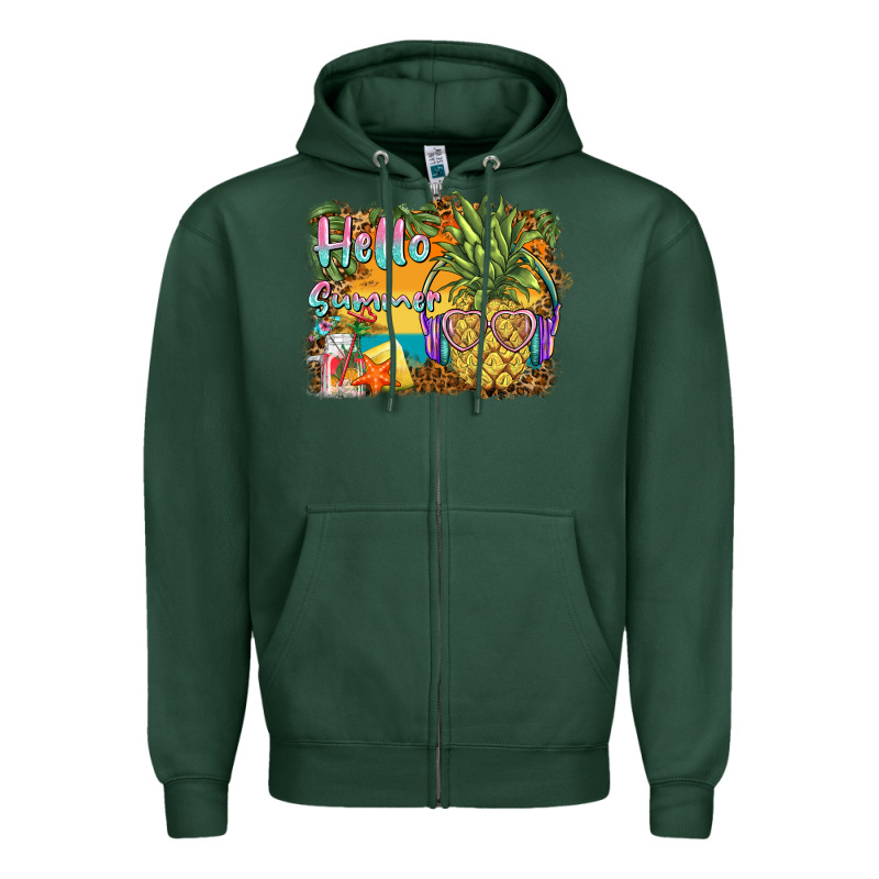 Hello Summer Pineapple Zipper Hoodie by BarkalooDesign | Teevron