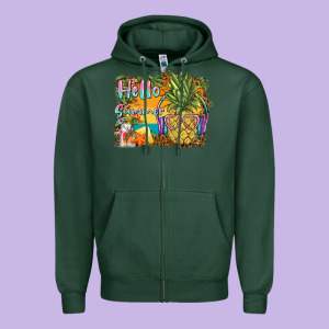 Hello Summer Pineapple Zipper Hoodie Designed By Barkaloodesign