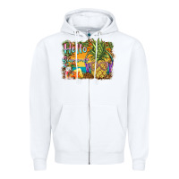 White hello summer pineapple Zipper Hoodie - BarkalooDesign