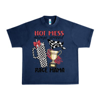 Navy hot mess always stressed race mama Urban Heavy Tee - MaliasSmallBusiness