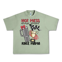 Oil Green hot mess always stressed race mama Urban Heavy Tee - MaliasSmallBusiness