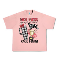 Salmon hot mess always stressed race mama Urban Heavy Tee - MaliasSmallBusiness