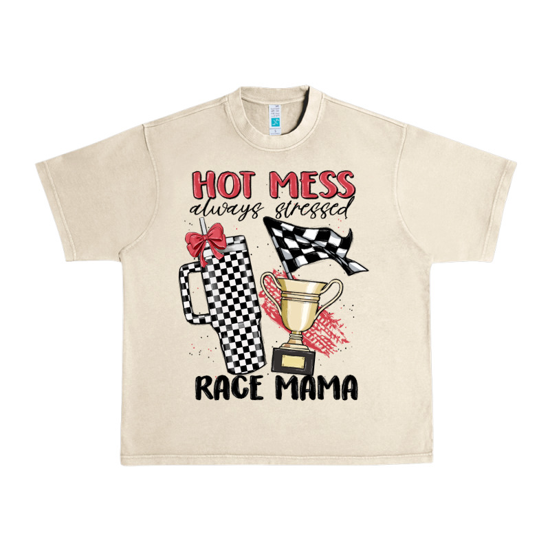 Hot Mess Always Stressed Race Mama Urban Heavy Tee by MaliasSmallBusiness | Teevron