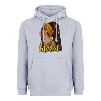 Heather Grey Fall afro woman blessed Heavyweight Hoodie - NancyCooperArtShop