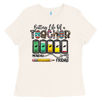 Bone battery life of a teacher monday friday Ladies Tee - CowhideDigitalArt
