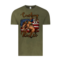 Vintage Olive Cowboy Up Rodeo Bucking Bronco Vintage Tee - Jasminsmagicworld