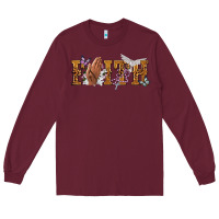 Burgundy faith with praying hands Long Sleeve Tee - NancyCooperArtShop