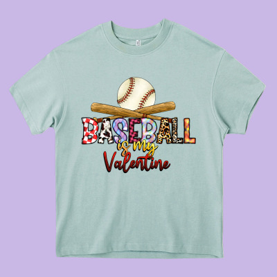 Baseball Is My Valentine Heavy Core Tee Designed By Racoondesign