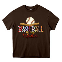 Chocolate Brown baseball is my valentine Heavy Core Tee - RacoonDesign