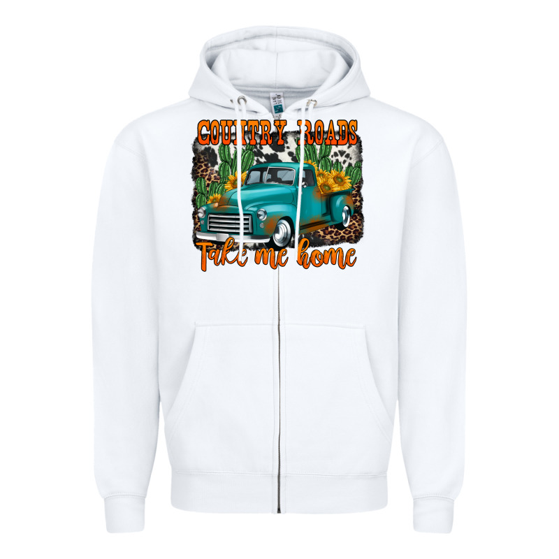 Country Roads Take Me Home Old Western Truck Zipper Hoodie by Jasminsmagicworld | Teevron