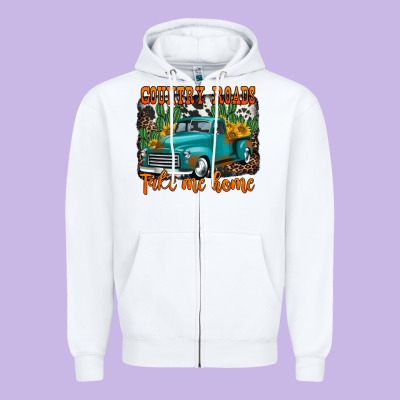 Country Roads Take Me Home Old Western Truck Zipper Hoodie Designed By Jasminsmagicworld