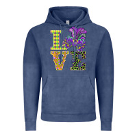 Vintage Denim mardi gras love mask Vintage Hoodie - BarkalooDesign