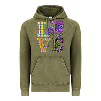 Vintage Olive mardi gras love mask Vintage Hoodie - BarkalooDesign