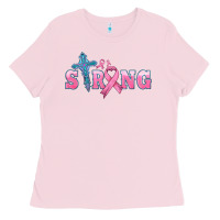 Bubblegum Pink strong with cross ribbon Ladies Tee - HRA Design Shop