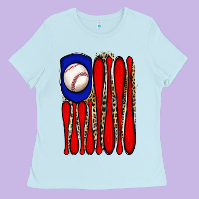 Leopard Baseball Flag Ladies Tee Designed By Jahusdesignshop