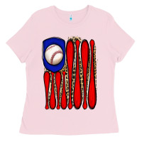 Bubblegum Pink leopard baseball flag Ladies Tee - JahusDesignShop