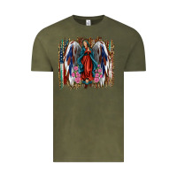 Vintage Olive Lady of Guadalupe 4th of july Vintage Tee - Jasminsmagicworld